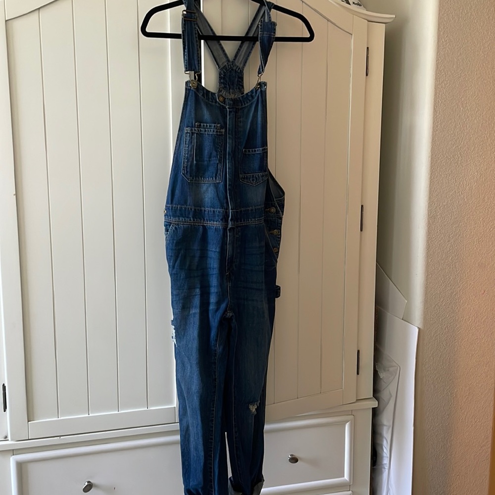 H&M Distressed Denim Overalls